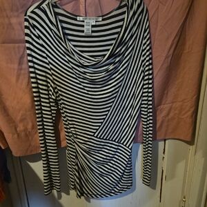 Max Studio Black and White Striped Blouse